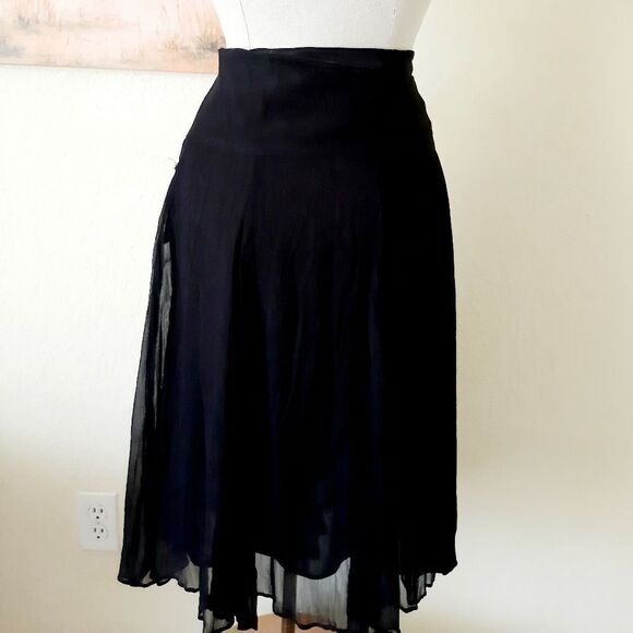 Zara Sheer Fully Line Drop Waist Black Skirt Sz M - Picture 1 of 5